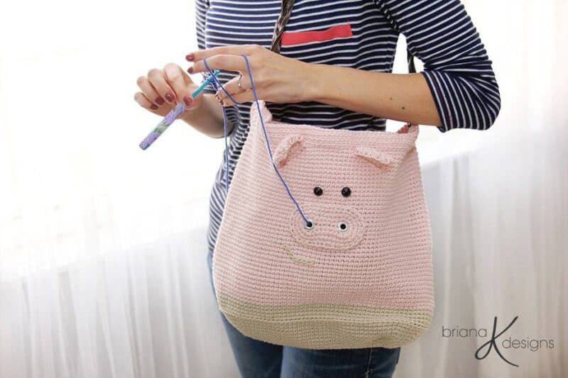 Pig Crochet Project Bag by Briana K Designs