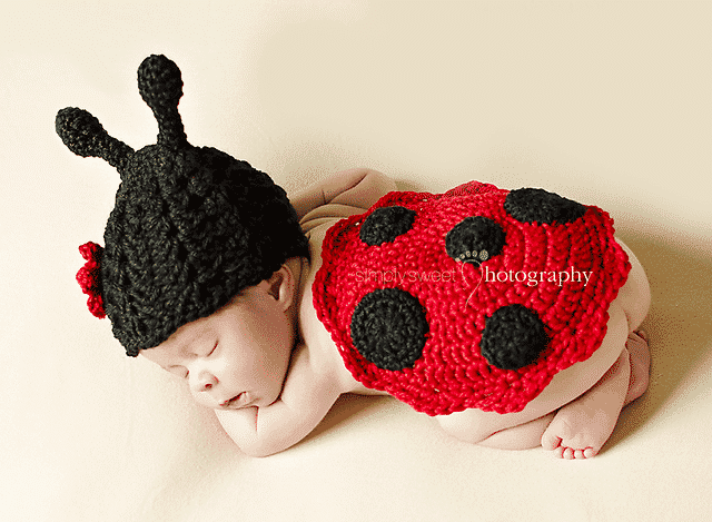 Ladybug Hat and Diaper Cover Set by Briana K Designs