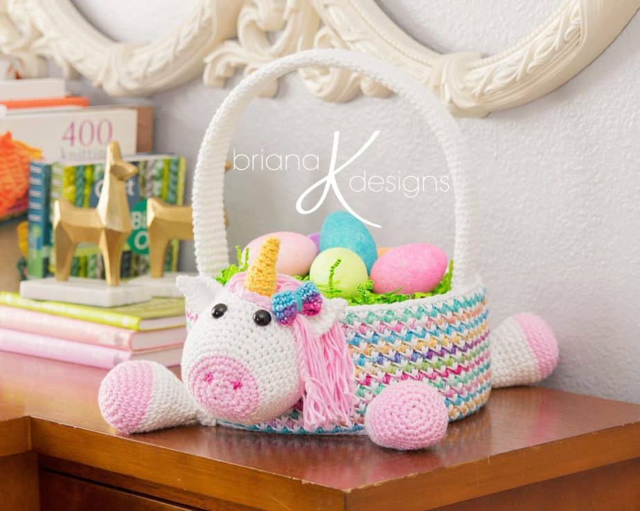 Unicorn Crochet Easter Basket Pattern