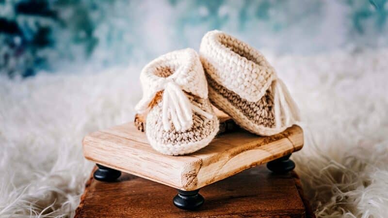 Adorable Handmade Crochet Baby Booties For Girls - Soft Pink With White Ribbon, Perfect For Newborns 0-6 Months