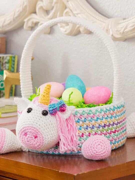 Unicorn crochet basket pattern