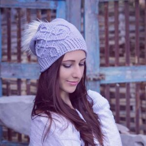 A girl in a crochet hat