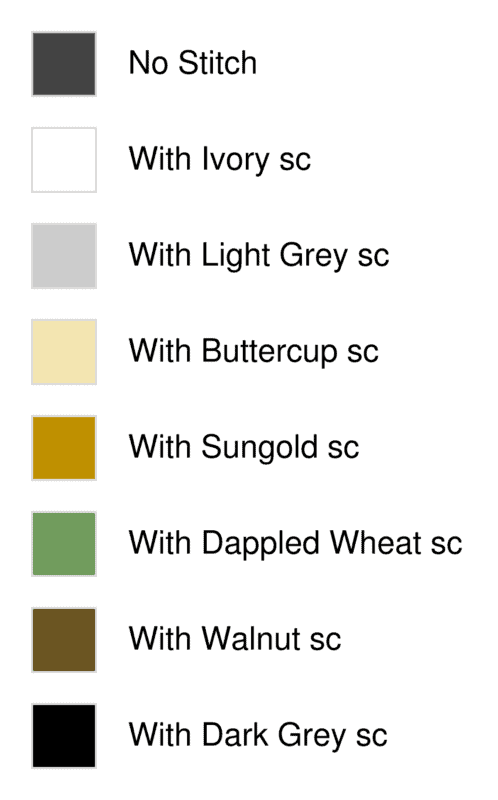 Swatches of fabric in various colors labeled with stitching options for Bee Blanket.