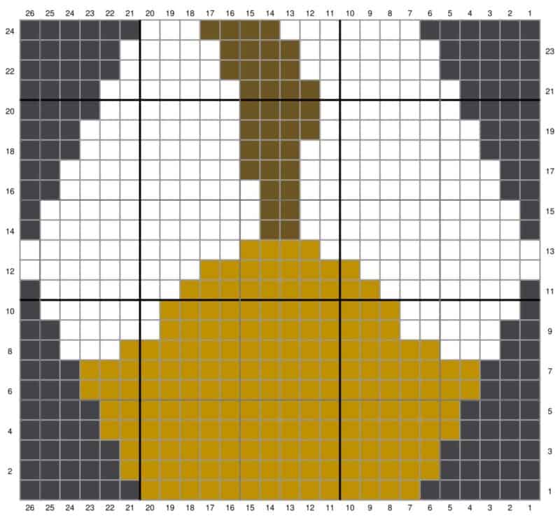 Abstract pixelated design resembling a trophy or an award, adorned with a bee pattern.