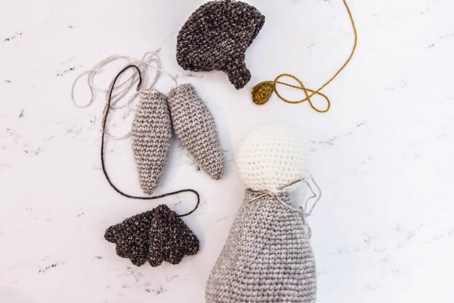Conjunto de padrão de pinguim de crochê