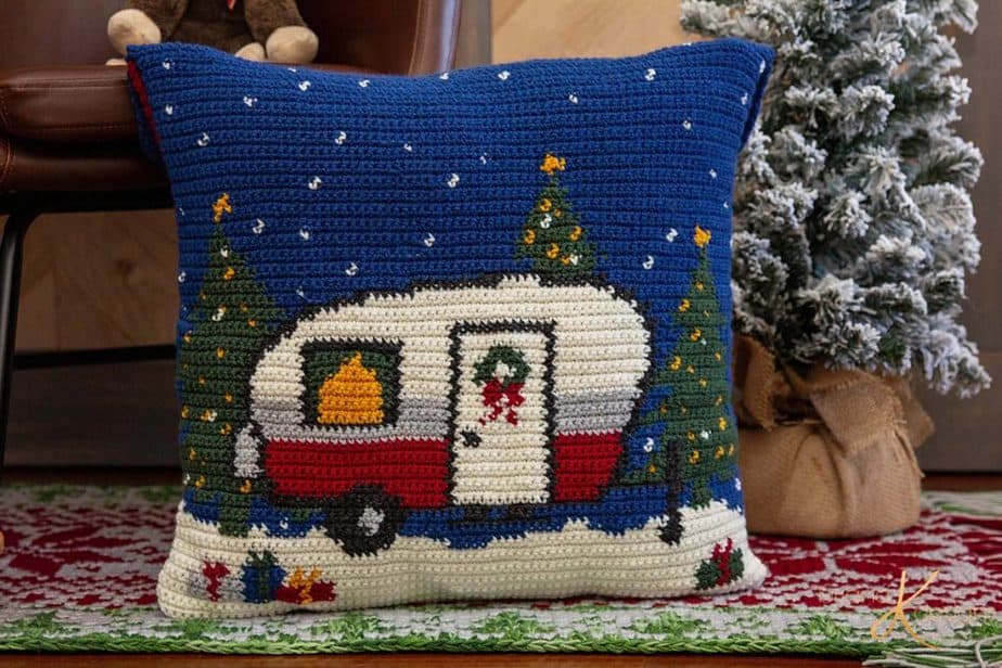 Holiday Camper Pillow Cover by Briana K Designs