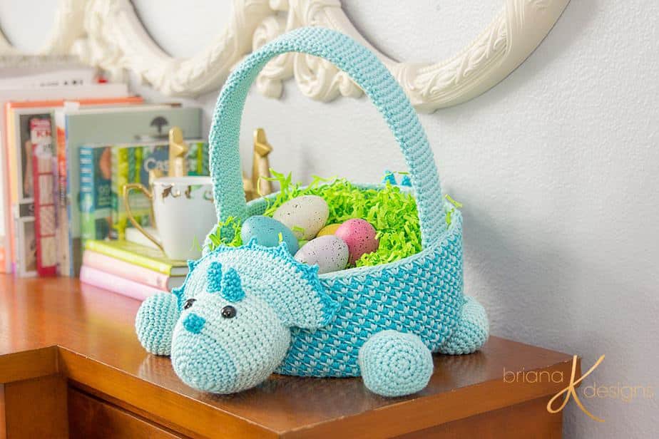 Dinosaur Crochet Easter Basket by Briana K Designs
