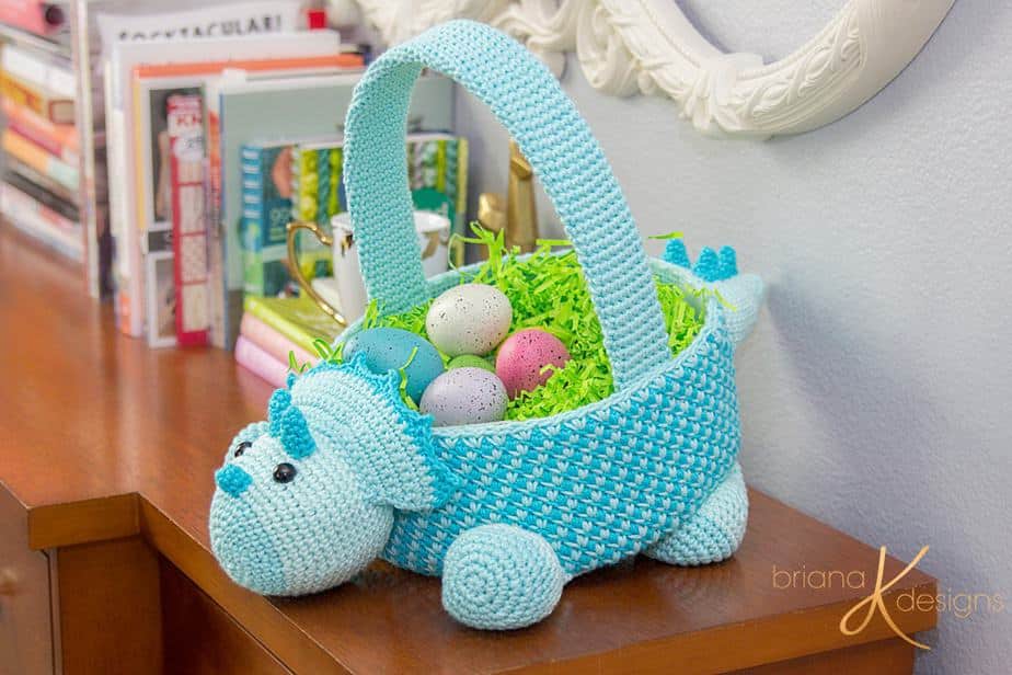 Dinosaur Crochet Easter Basket by Briana K Designs