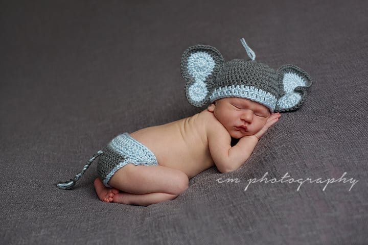 Crochet elephant cheap newborn outfit