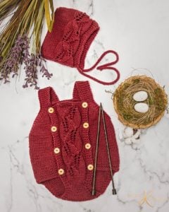 Blooming Knit Romper and Bonnet by Briana K Designs
