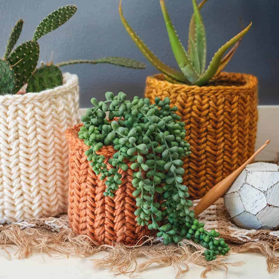 Herringbone Single Crochet Basket Free Pattern