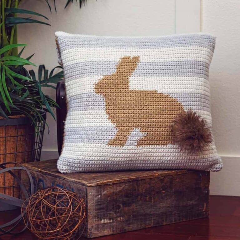 Fluffy Bunny Crochet Pillow
