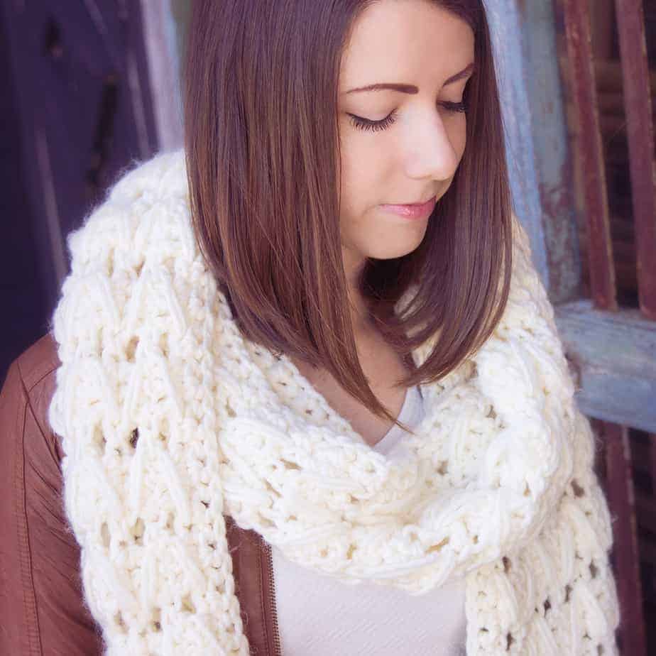 Want to Make A Big Crochet Scarf Quickly? Free Crochet Pattern