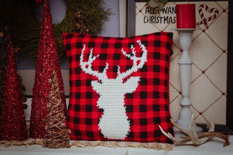 Buffalo plaid deer clearance pillow