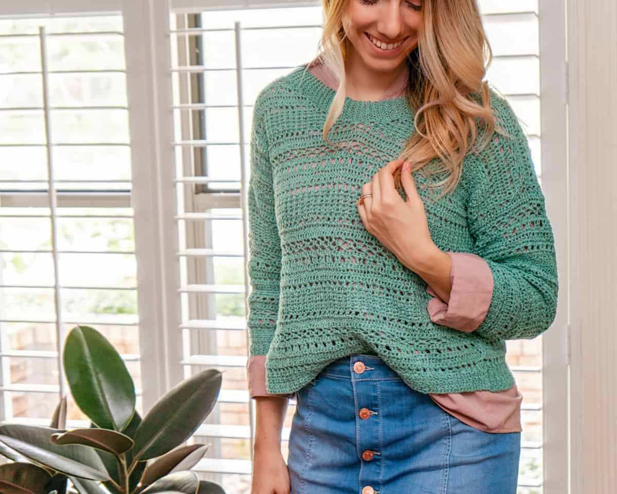Sagebrush Lindy Chain Crochet Sweater