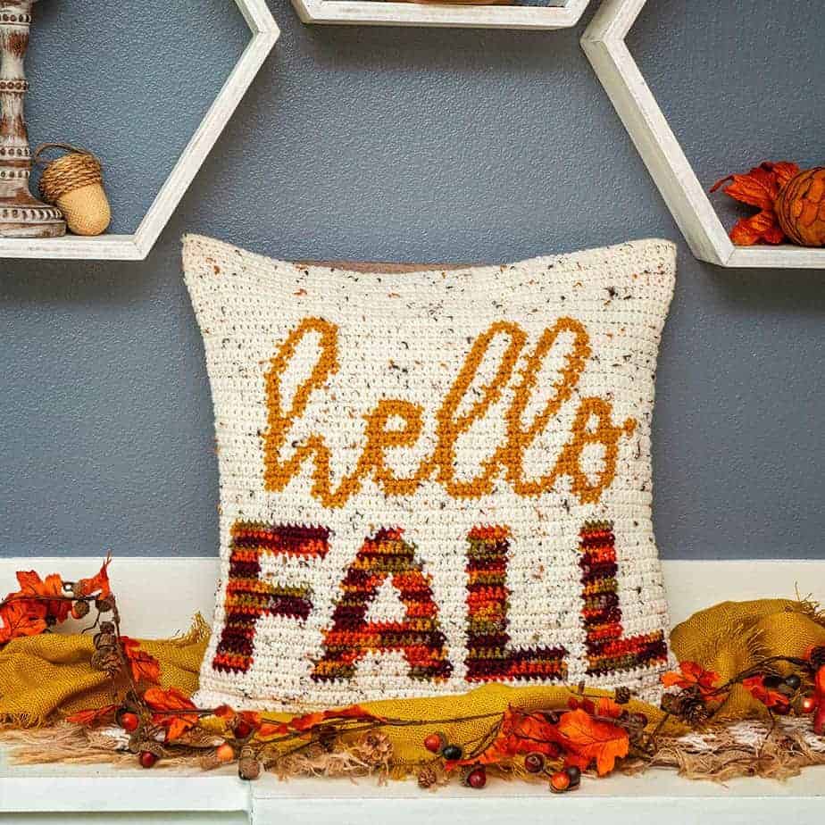 Hello Fall Crochet Pillow - Free Decor Pattern