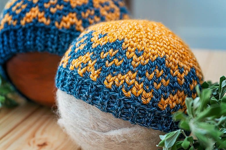 Diamond Fair Isle crochet beanie