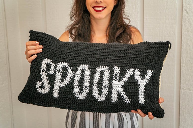 Spooky Crochet Pillow cover Free Pattern