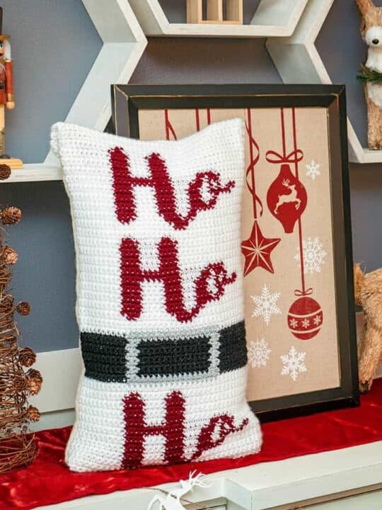 Ho Ho Ho Crochet Pillow