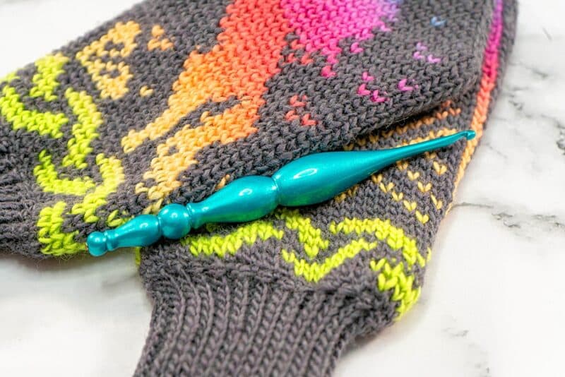 Fair Isle Crochet Mittens with Unicorn Pattern