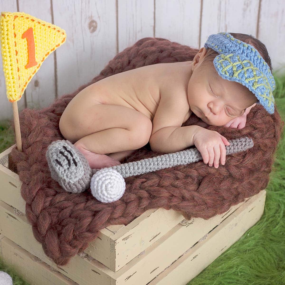 roupa de crochê de bebê de golfe