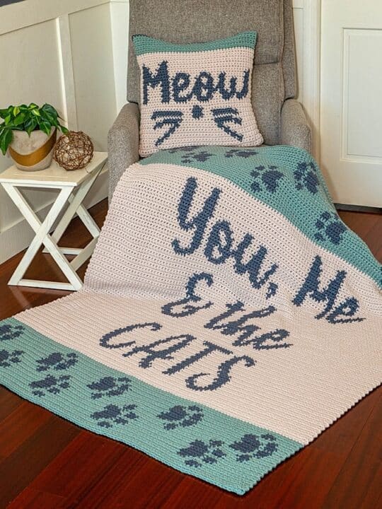 meow cats crochet pillow pattern