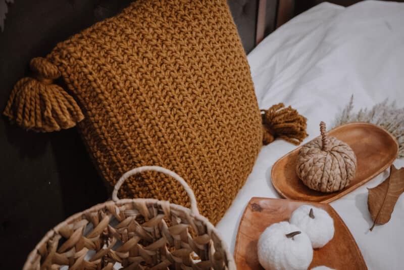 knit-look crochet pillow