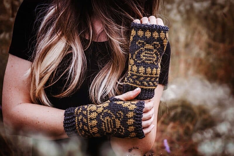 Honey Bee Fingerless Mittens Free Crochet Pattern - Briana K Designs