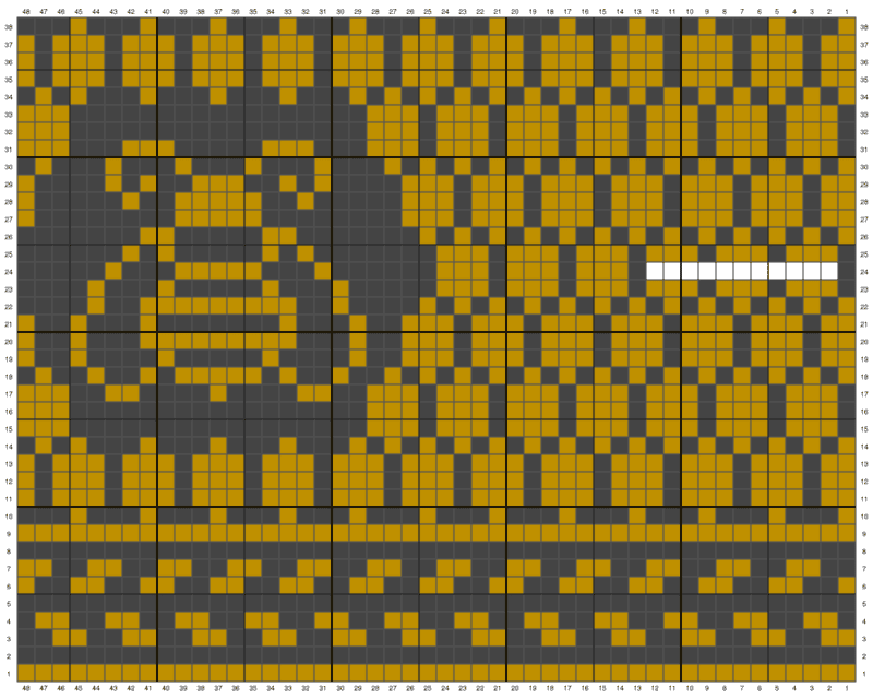 a chart of yellow and black squares that create a bee and honeycomb image