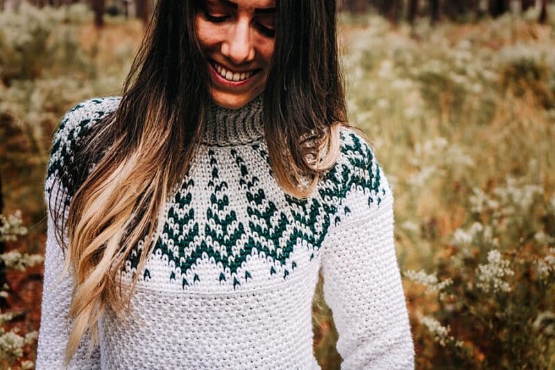 Pine Crochet Sweater Pattern - Knit Look Colorwork - Briana K Designs