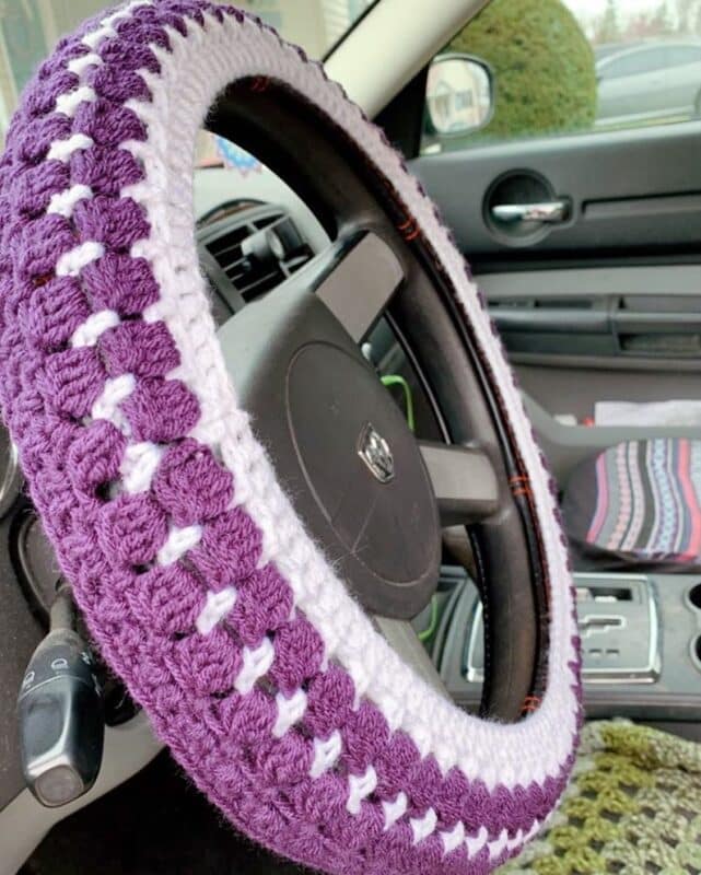 Daisy Embroidery Patch Steering Wheel Cover, Car Steering Wheel Cover for  Women, Cute Car Accessory Interior, Fuzzy Steering Wheel Cover 