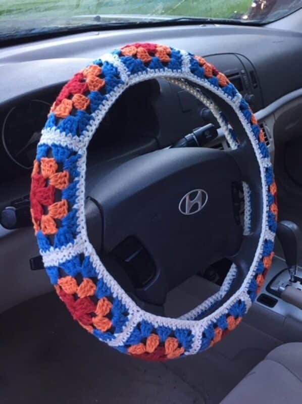 granny square steering wheel cover pattern