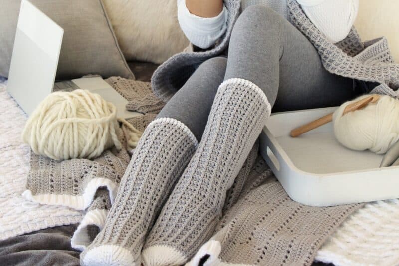waffle stitch crochet socks pattern