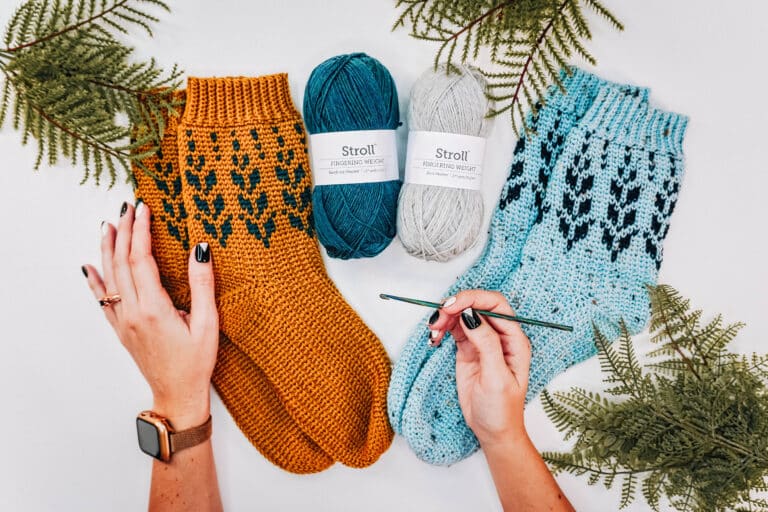 Vine Colorwork Crochet Sock – Free Pattern