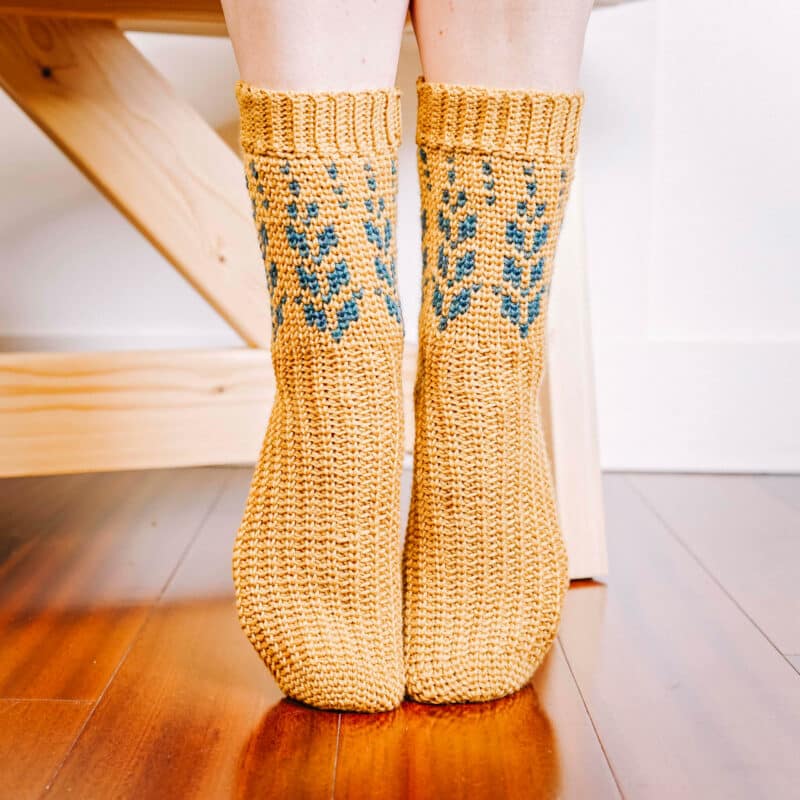 Vine Colorwork Crochet Sock Pattern