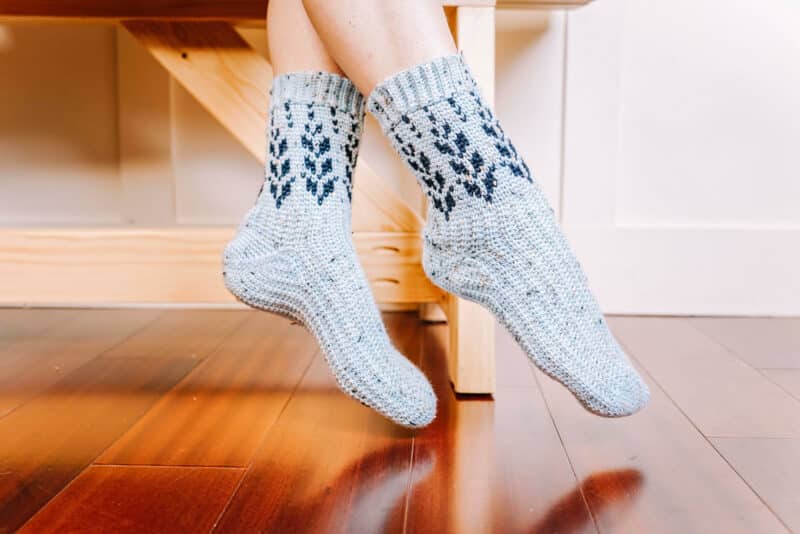 Vine Colorwork Crochet Sock Pattern