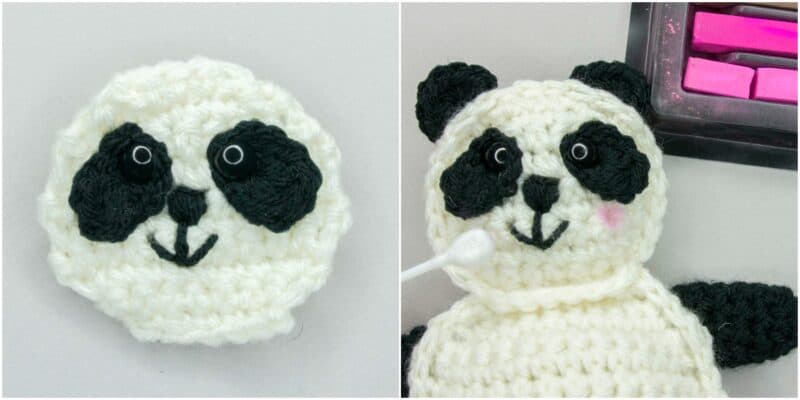 One Yarn Panda Bear Two  Legged Black & White String Marionette 10" Puppet 
