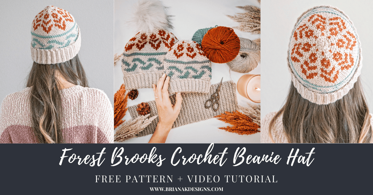 Forest Brooks Crochet Beanie Hat - Free Pattern - Briana K Designs