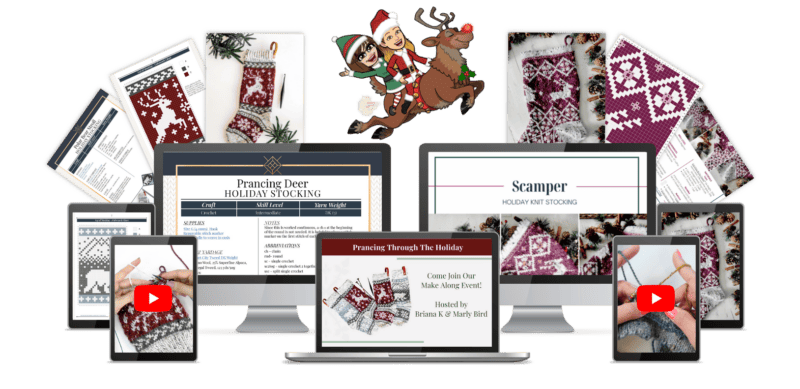 Prancing through the holidays crochet and knit stocking course package - Marly Bird & Briana K