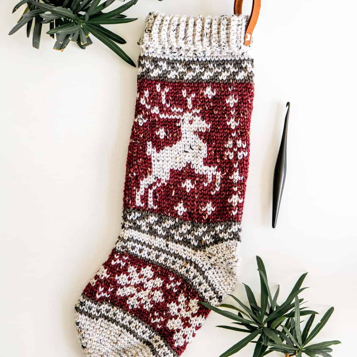 Prancing Deer Crochet & Knit Stocking Patterns