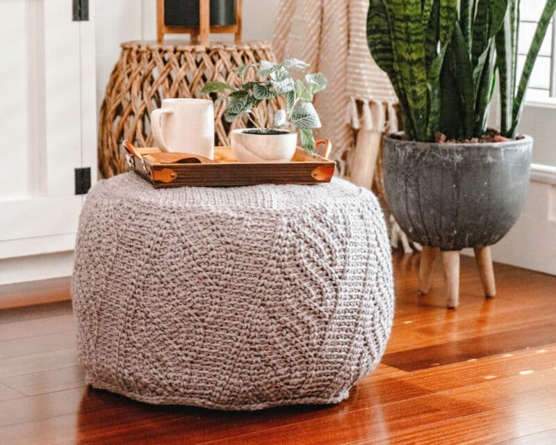 If The Slipper Fits Crochet Cable Floor Pouf