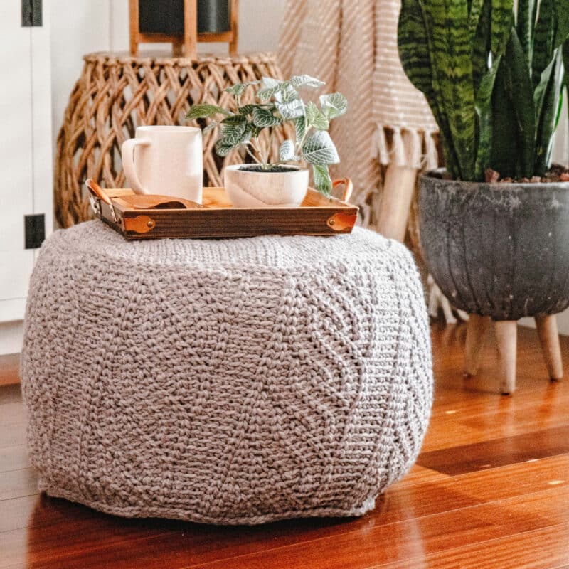 If The Slipper Fits Crochet Cable Floor Pouf
