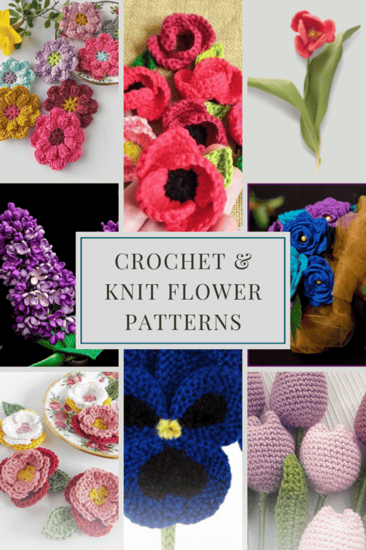 Knit and crochet flower patterns.