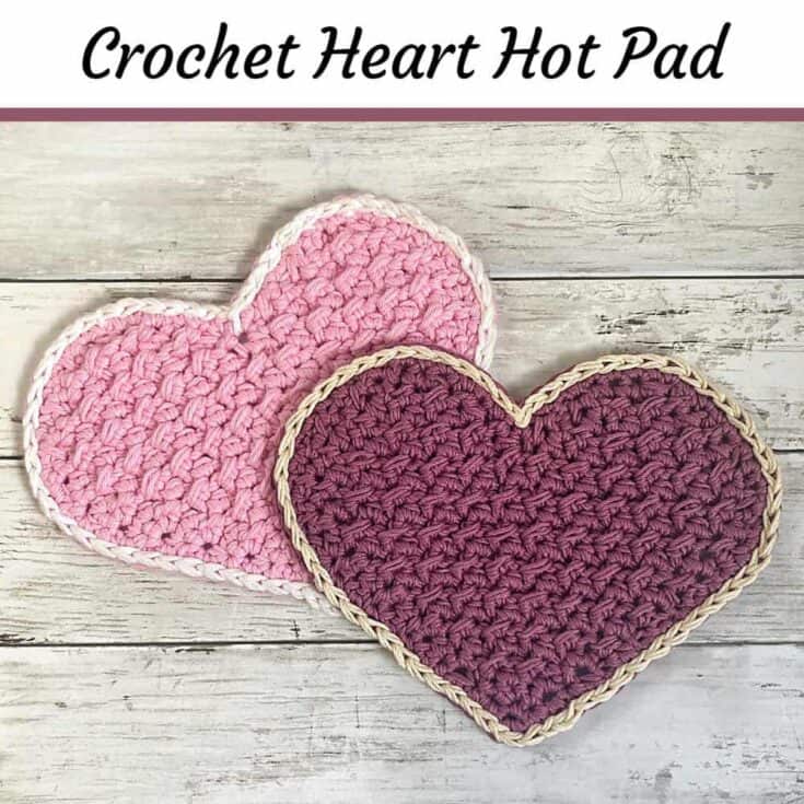 Crochet heart hot pad.