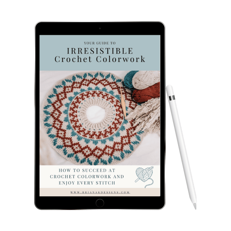 An ipad with the cover of irresistible crochet colorwork.
