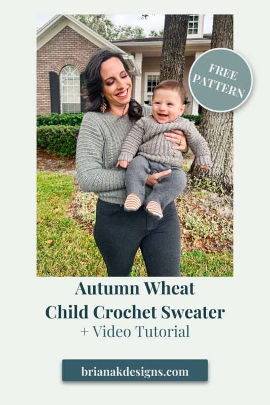 Autumn wheat child crochet sweater video tutorial featuring a crochet sweater pattern.