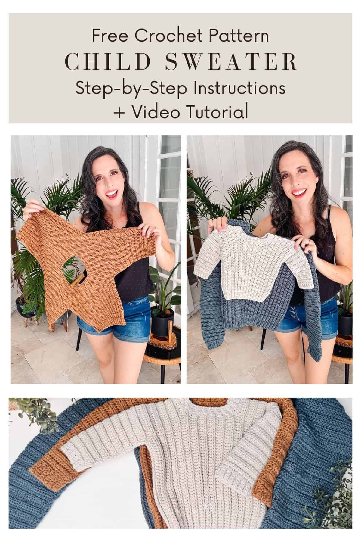 Cuff to Cuff Child Sweater - Free Crochet Pattern