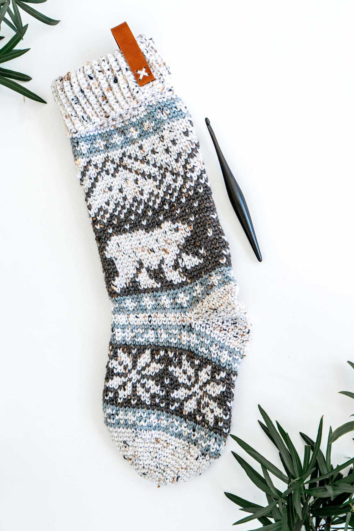 Polar Bear Stroll Holiday Stocking - Free Crochet Pattern