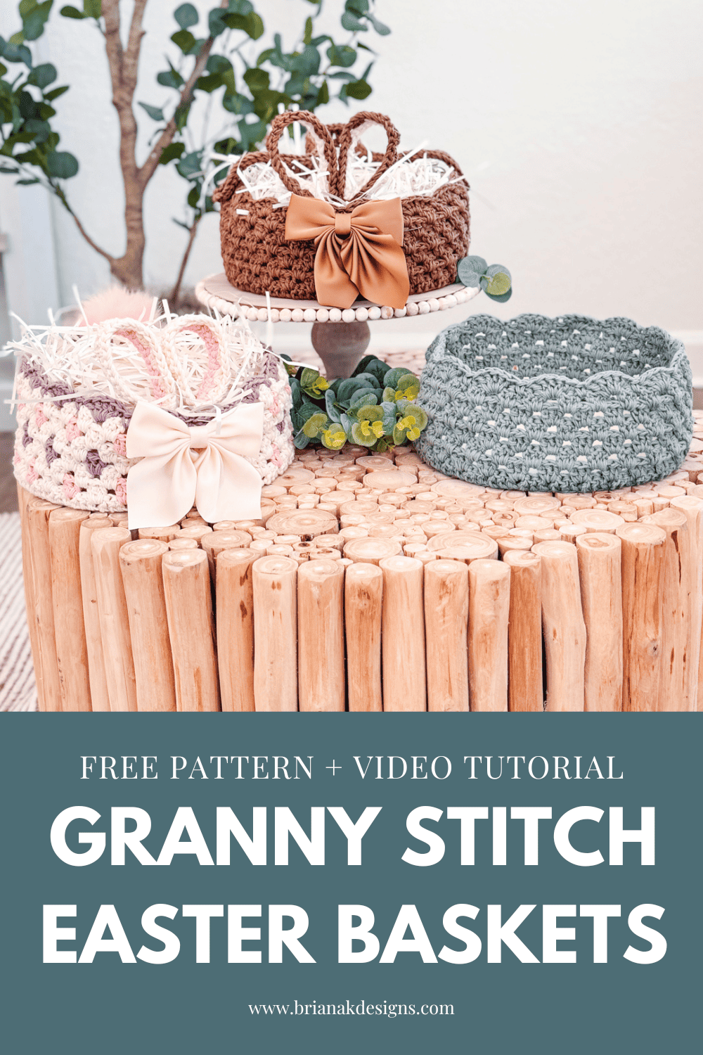 Granny Stitch Easter Bunny Basket Free Crochet Pattern