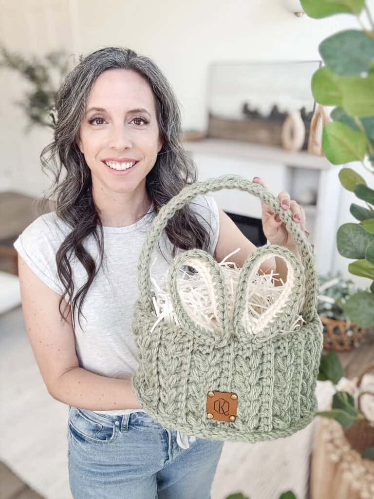 Wheat Stitch Easter Bunny Free Crochet Basket Pattern